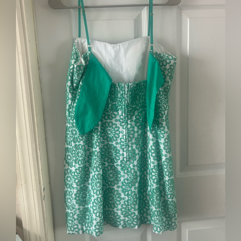 LILY PULITZER Green Floral Spaghetti Strap Dress - Picture 2 of 4
